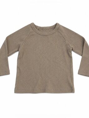 Mebie Baby Organic Cotton Ribbed Long-Sleeve Top - Taupe